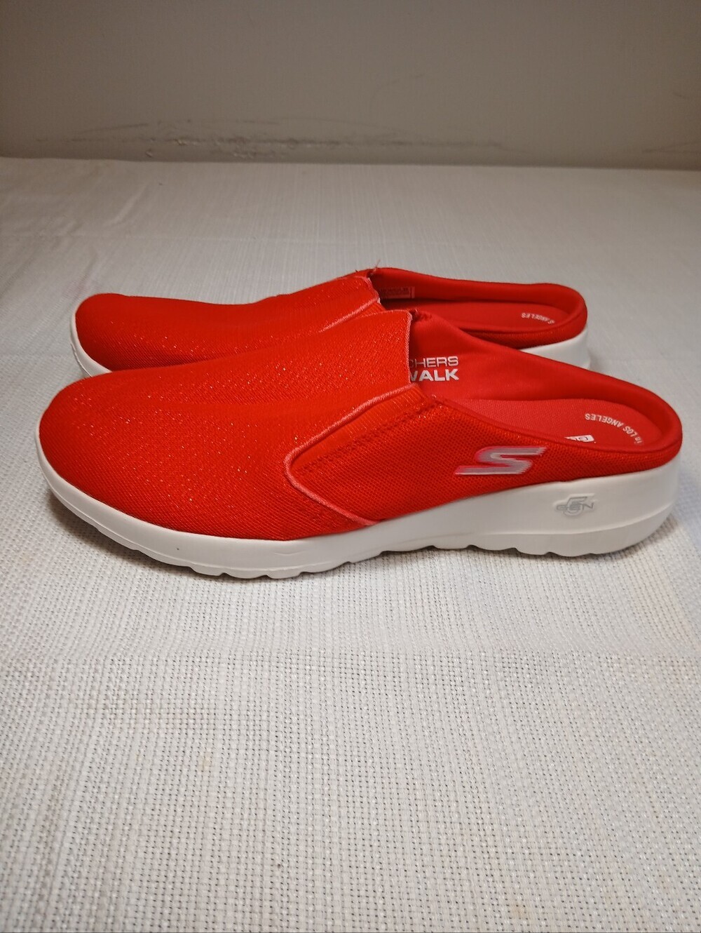 Skechers Red Slip-On Mule with White Sole